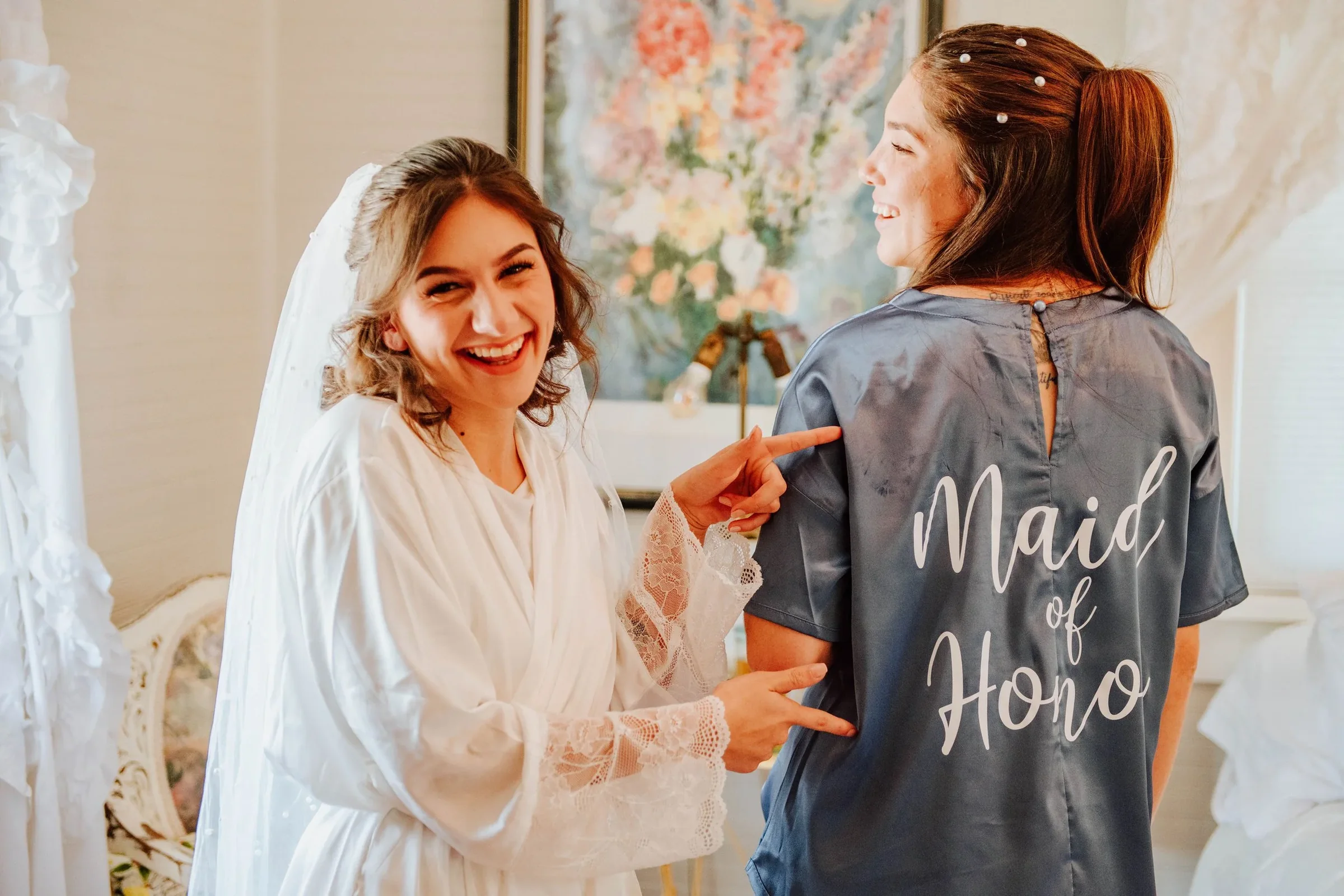 Sidney getting ready with her wedding party