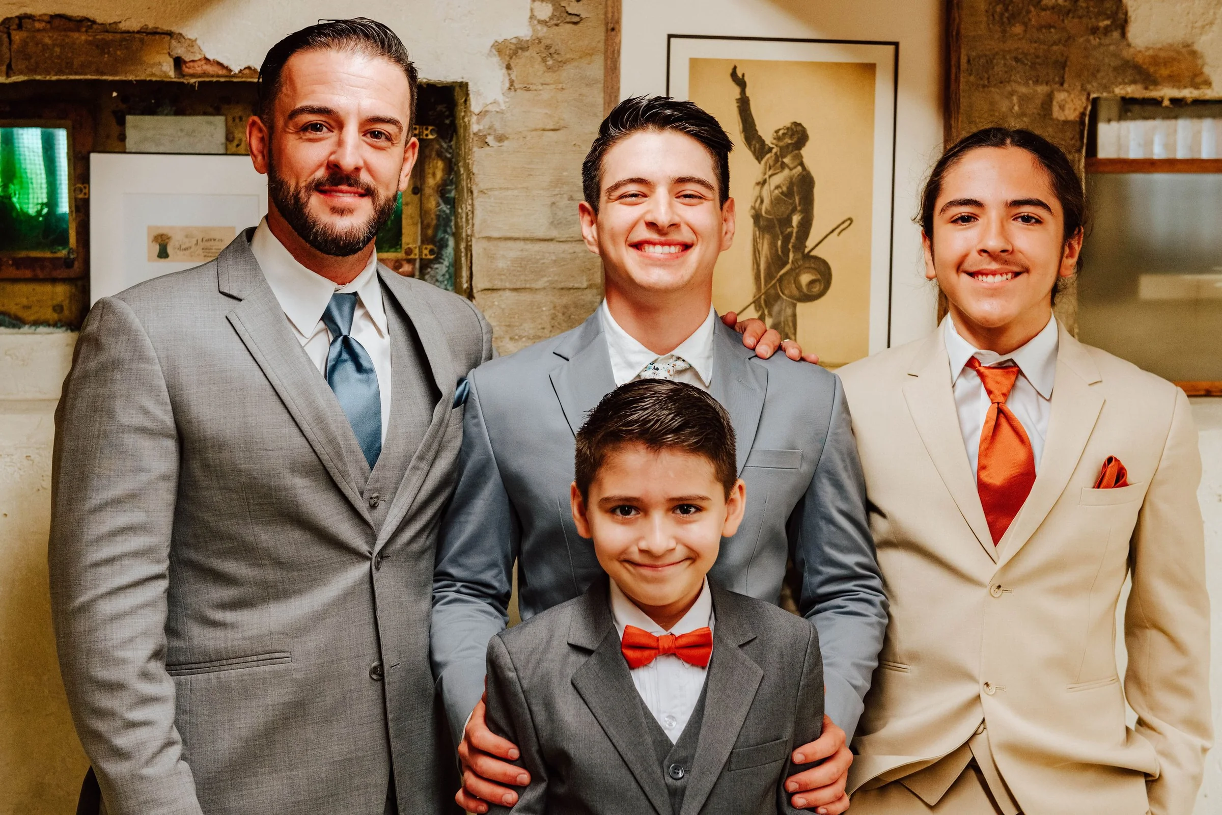 Groom, groomsmen, and ring bearer portrait